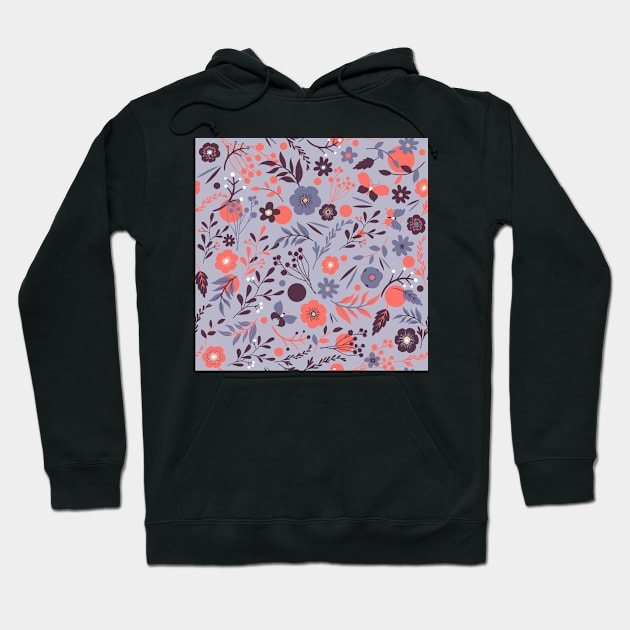 summer meadow | coral and violet Hoodie by colorofmagic